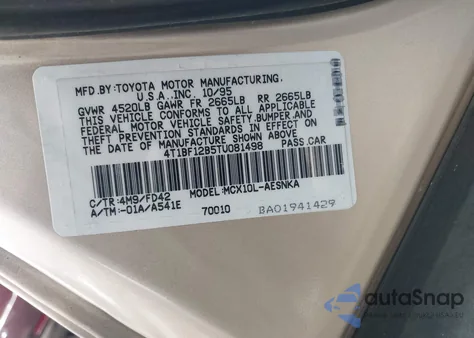 1996 Toyota Avalon Xl/Xls from USA, damaged, VIN 4T1BF12B5TU081498